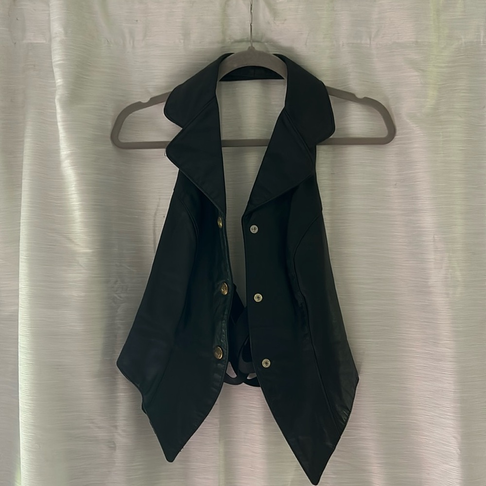Halter leather vest